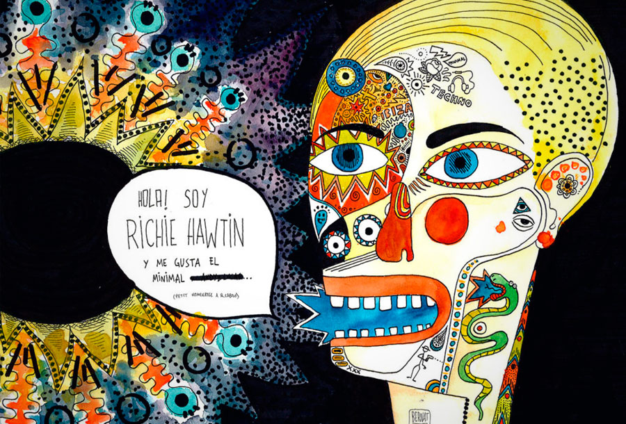 Ilustración de Richie Hawtin por Bernat Moreno